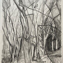 Hurry, charcoal, 24 x 18
